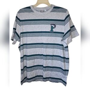 Puma Striped P Graphic Logo Tee Gray and Green Size XL